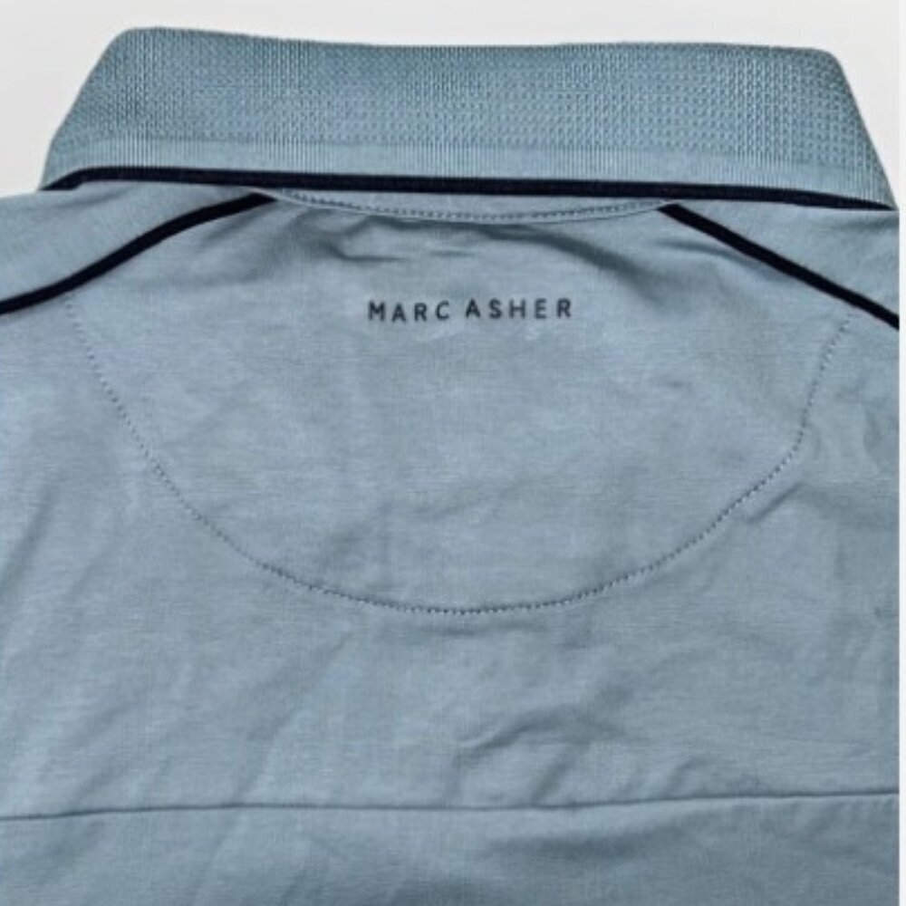 NEW Marc Asher Men’s Contrast Tipped Design Polo Shirt Blue Men's Size XL Golf - Picture 8 of 10